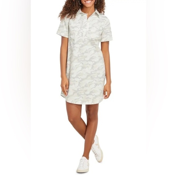 Vineyard Vines Dresses & Skirts - Vineyard Vines Margo Shirtdress Camo Cotton Gray Beige Size 0